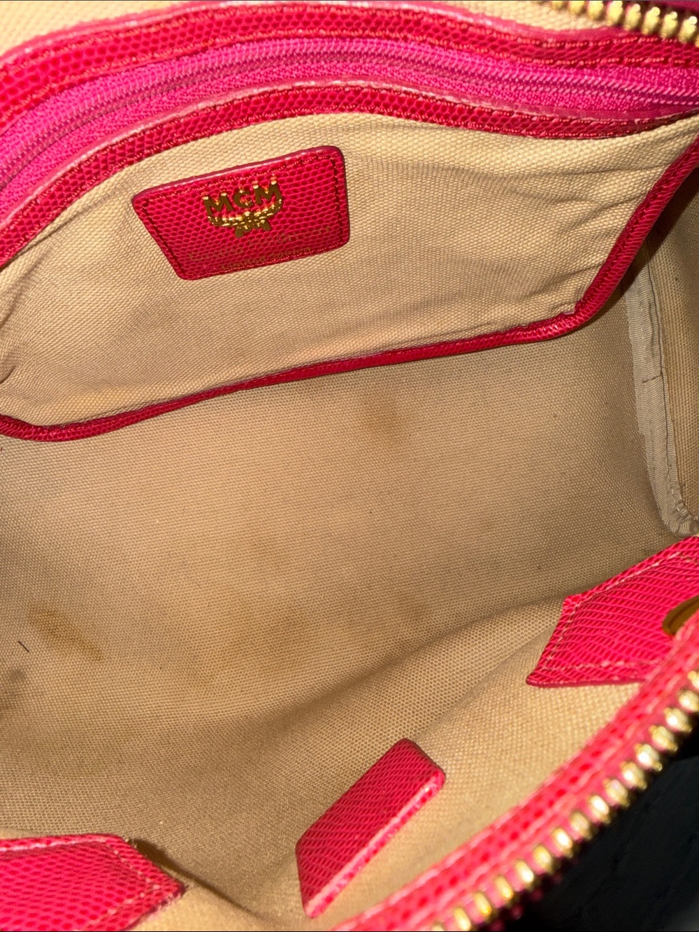Preloved. Limited edition MCM Multicolor Rope-Print Leather Satchel - Pink Trim - Picture 15 of 16